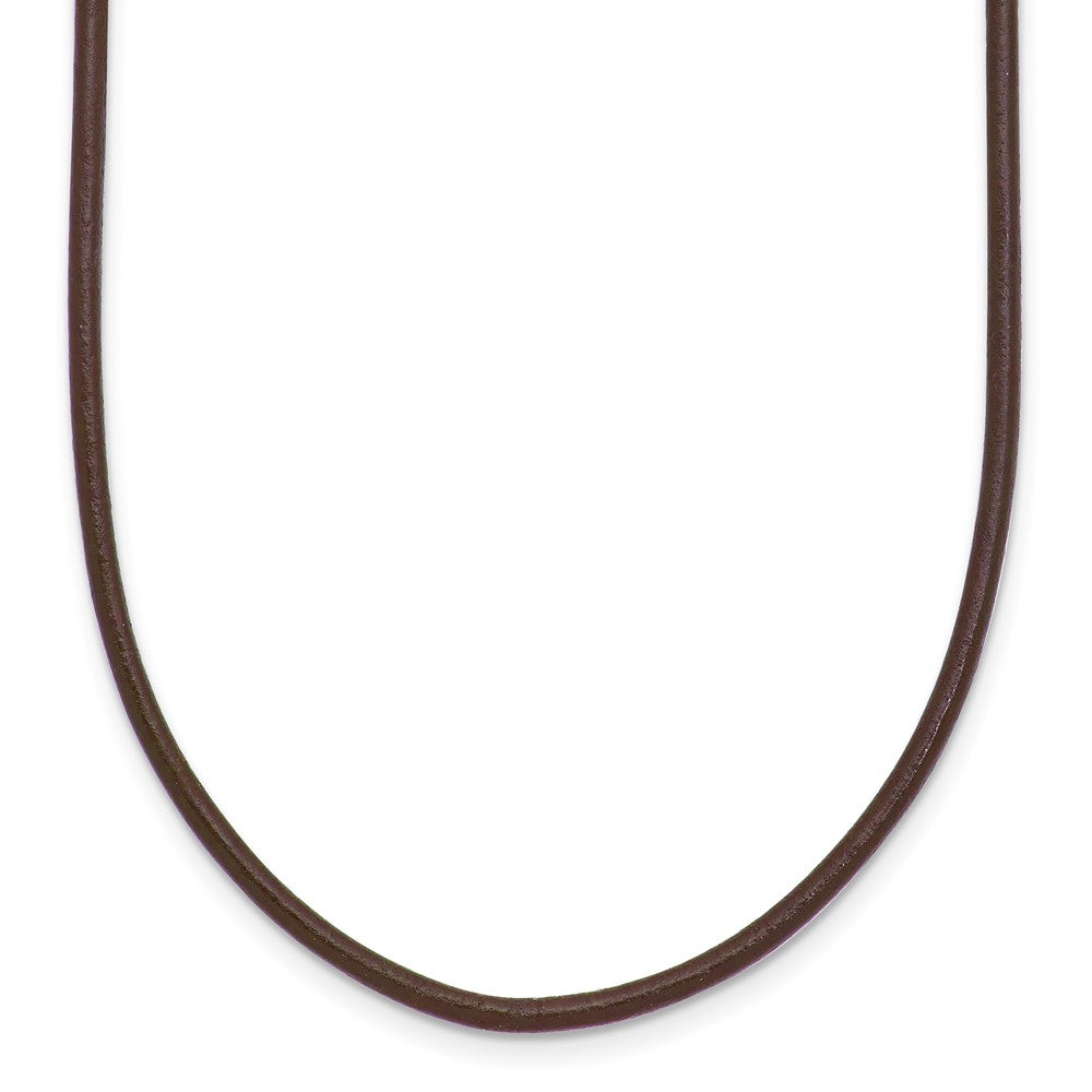 14k Yellow Clasp Brown Leather Cord Necklace