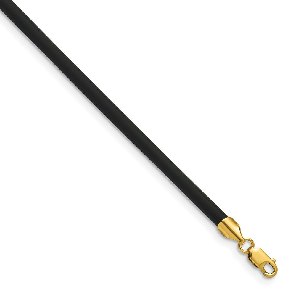 14k with Yellow Clasp Black Rubber Cord Necklace