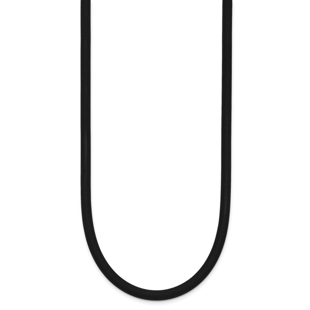 14k Yellow Clasp Black Rubber Cord Necklace