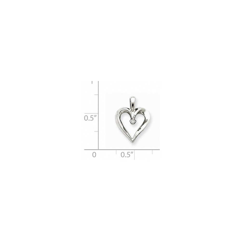 14k White Gold AA Diamond Heart