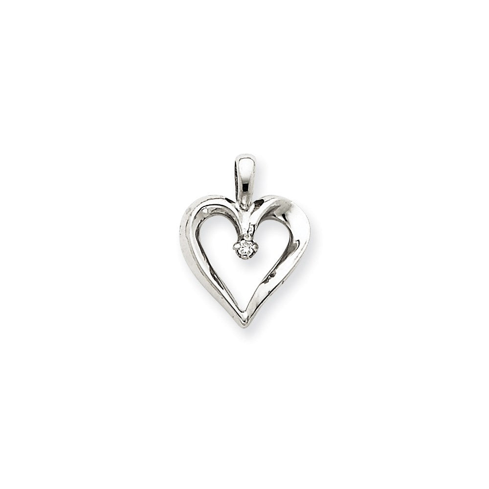 14k White Gold AAA Diamond Heart
