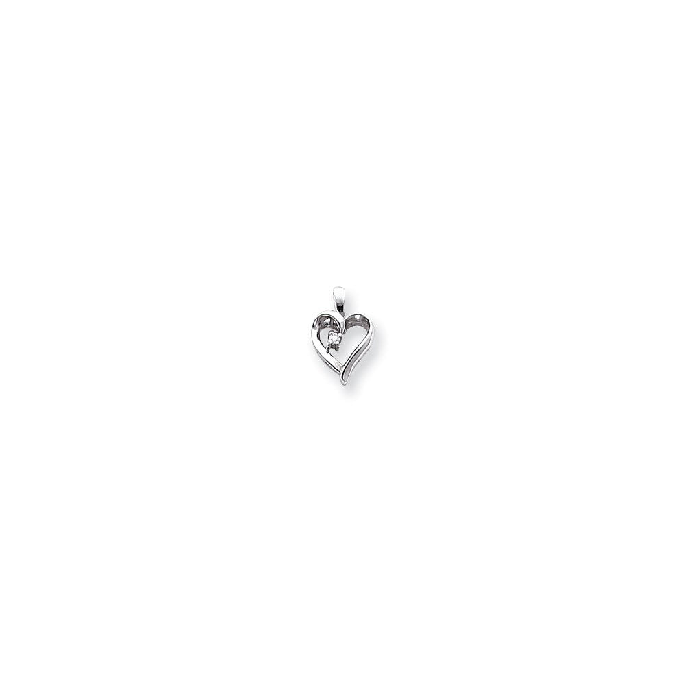 14k White Gold AA Diamond Heart Pendant