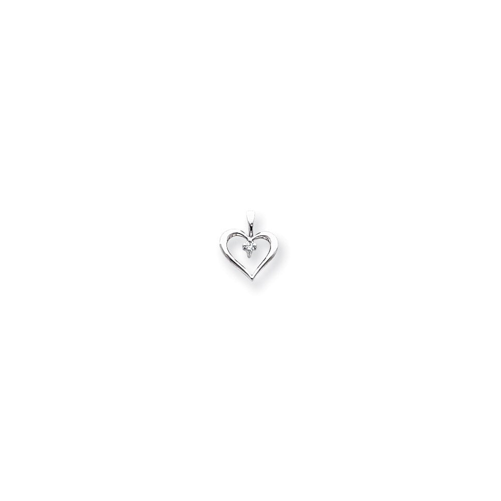 14k White Gold AAA Diamond heart pendant