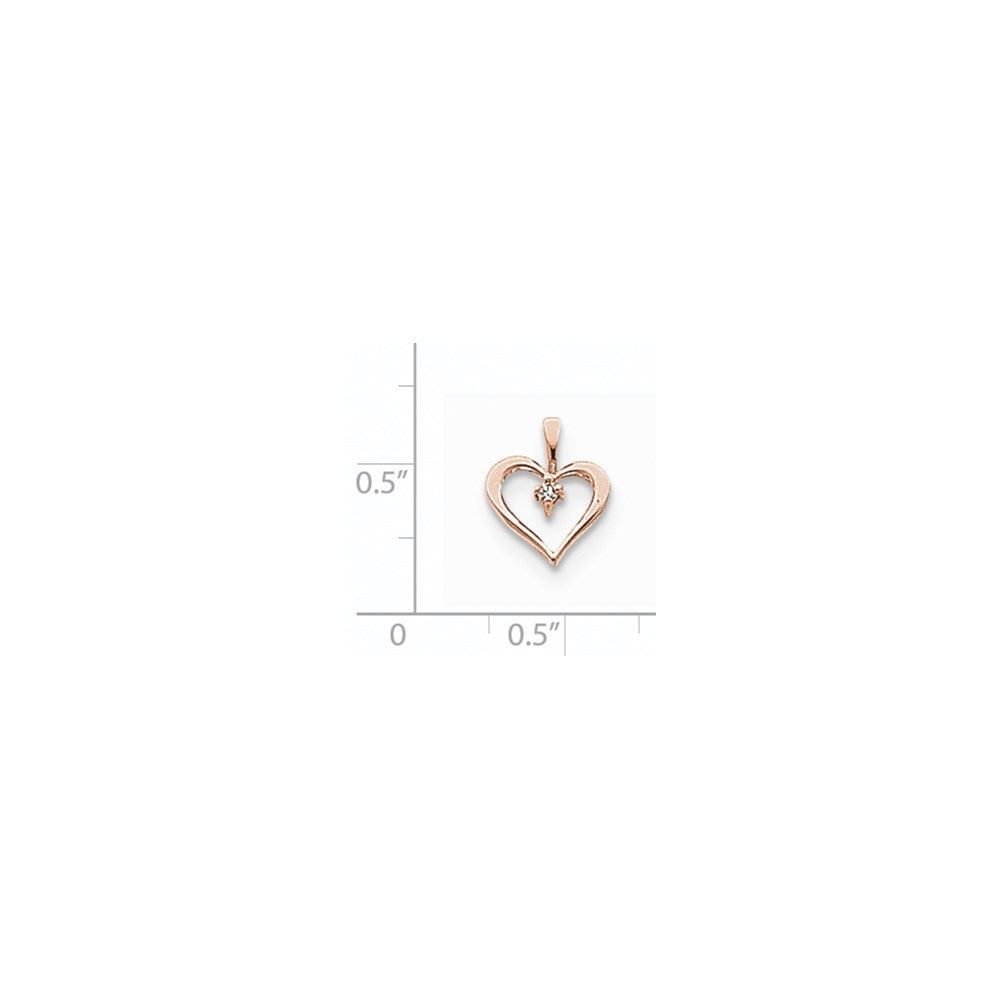 14k Rose Gold AA Diamond heart pendant