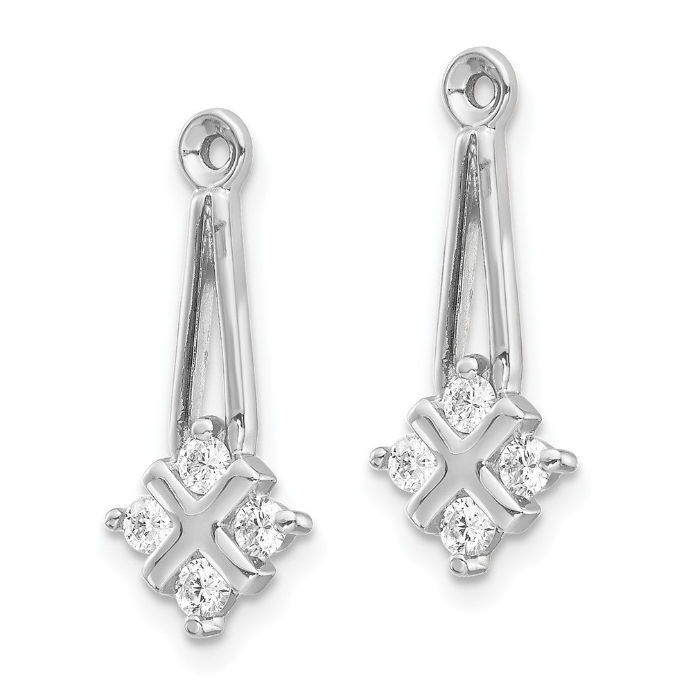 14k White Gold 1/4 carat AA Diamond Dangle Cluster Earring Jackets