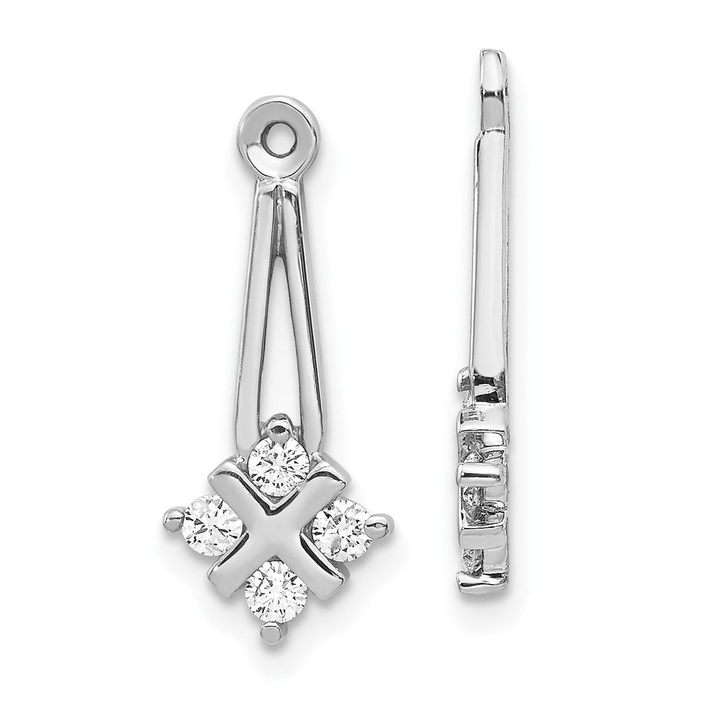 14k White Gold A Dangle Cluster Diamond Earring Jacket