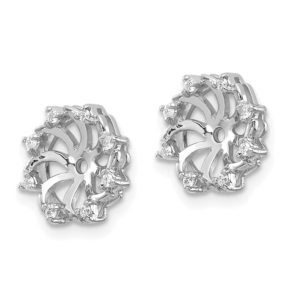 14k White Gold 1/15 carat AA Diamond Earring Jackets