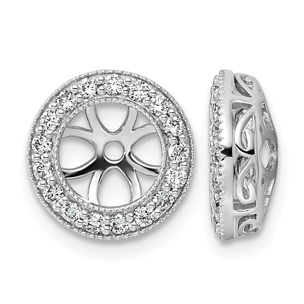 14k White Gold 3/8 carat AA Diamond Circle Earring Jackets