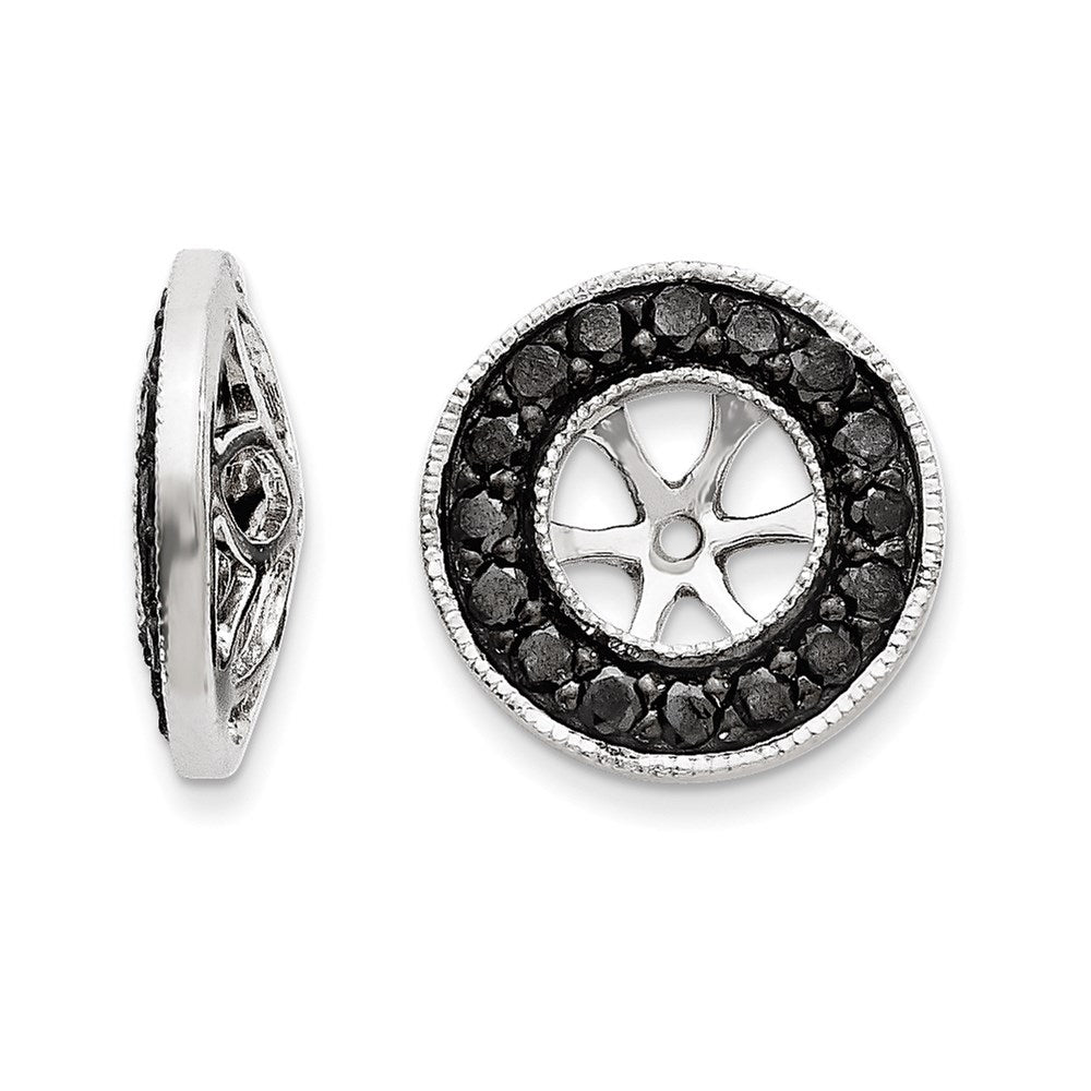 14k White Gold Black Diamond Earring Jackets