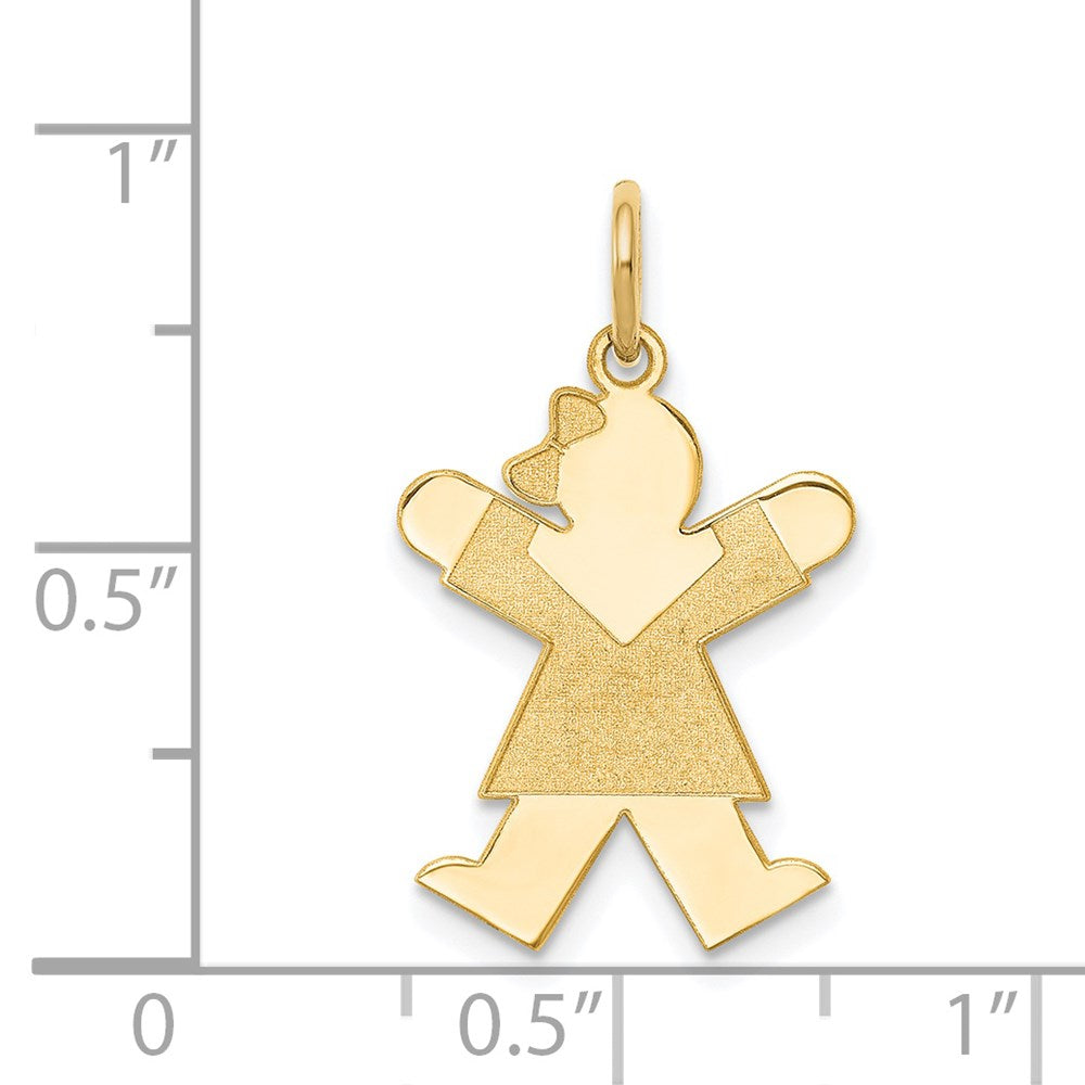 14k The Kids Small Girl with Bow Engravable Joy Charm
