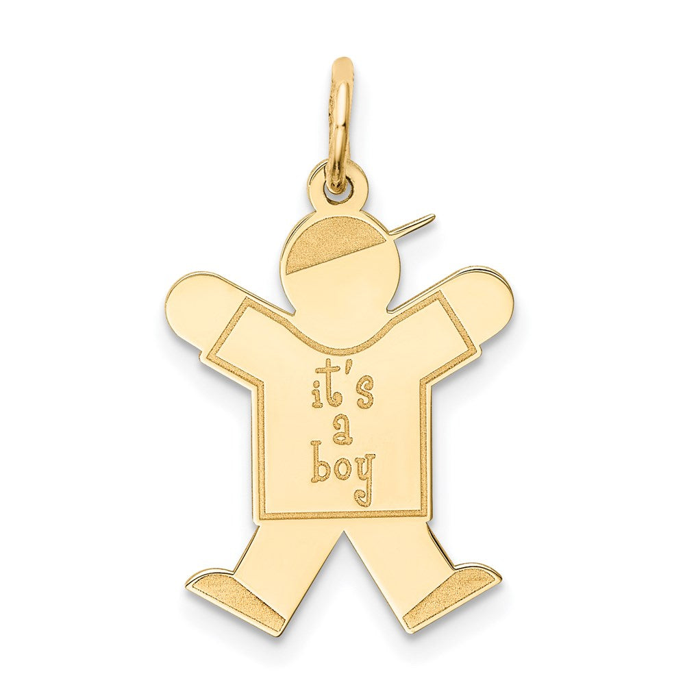 14k The Kids Small It's a Boy Engravable Joy Charm