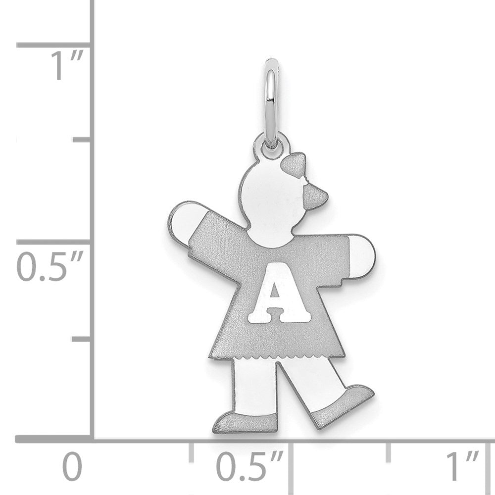 14k White Gold The Kids Small Alphabet Girl Kiss Charm