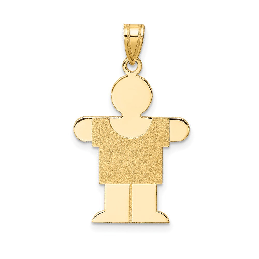 14k The Kids Solid Satin Medium Boy Engravable Hugs Charm