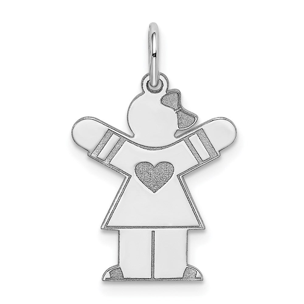 14k White Gold The Kids Small Heart Dress Girl Engravable Love Charm