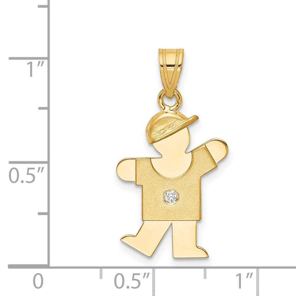 14k The Kids Small Boy with Hat on Left AA Diamond Kiss Pendant