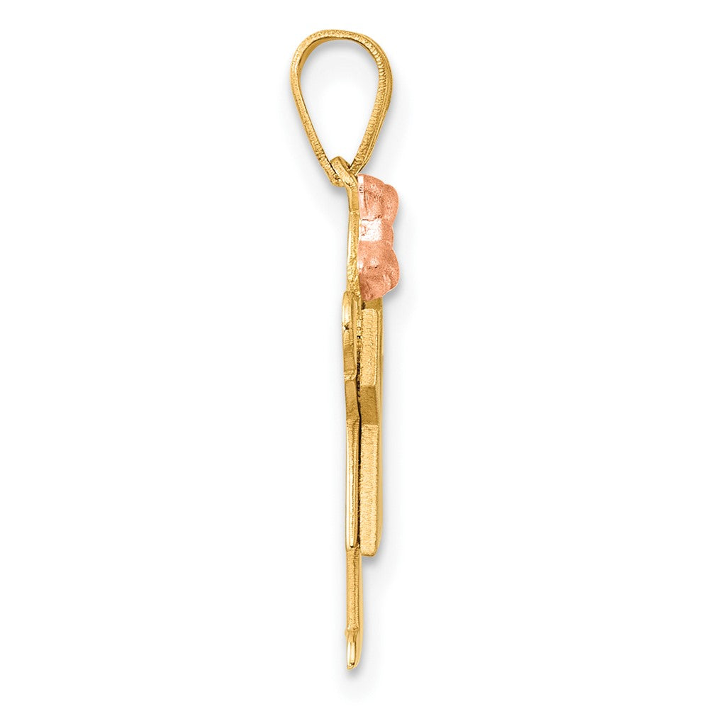 14k Two-Tone Small Girl on Left Engravable Charm