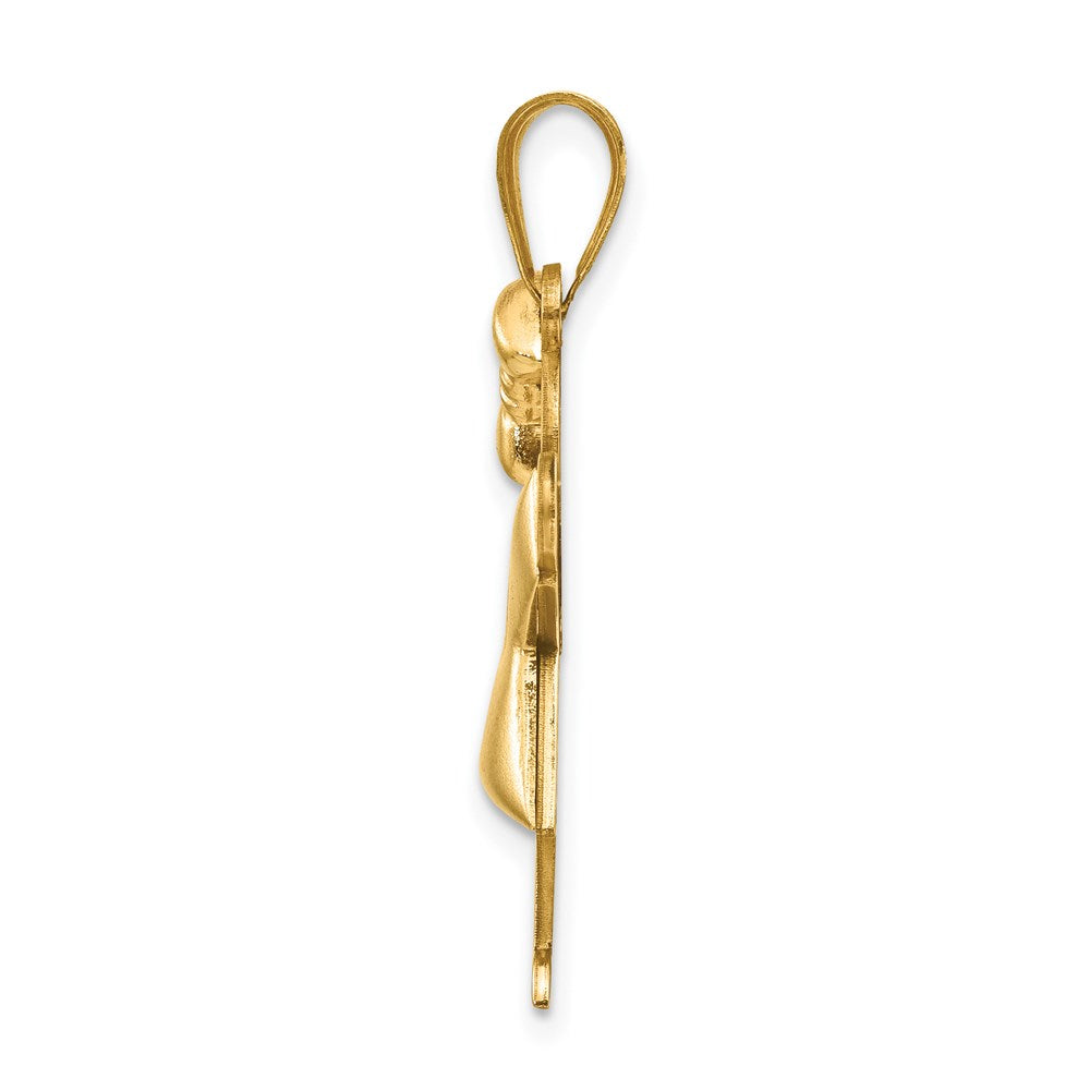 14k The Kids Puffed Girl with Bow on Left Engravable Love Charm