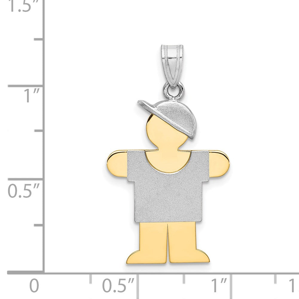 14k Two-Tone Large Boy w/Hat on Right Engravable Charm