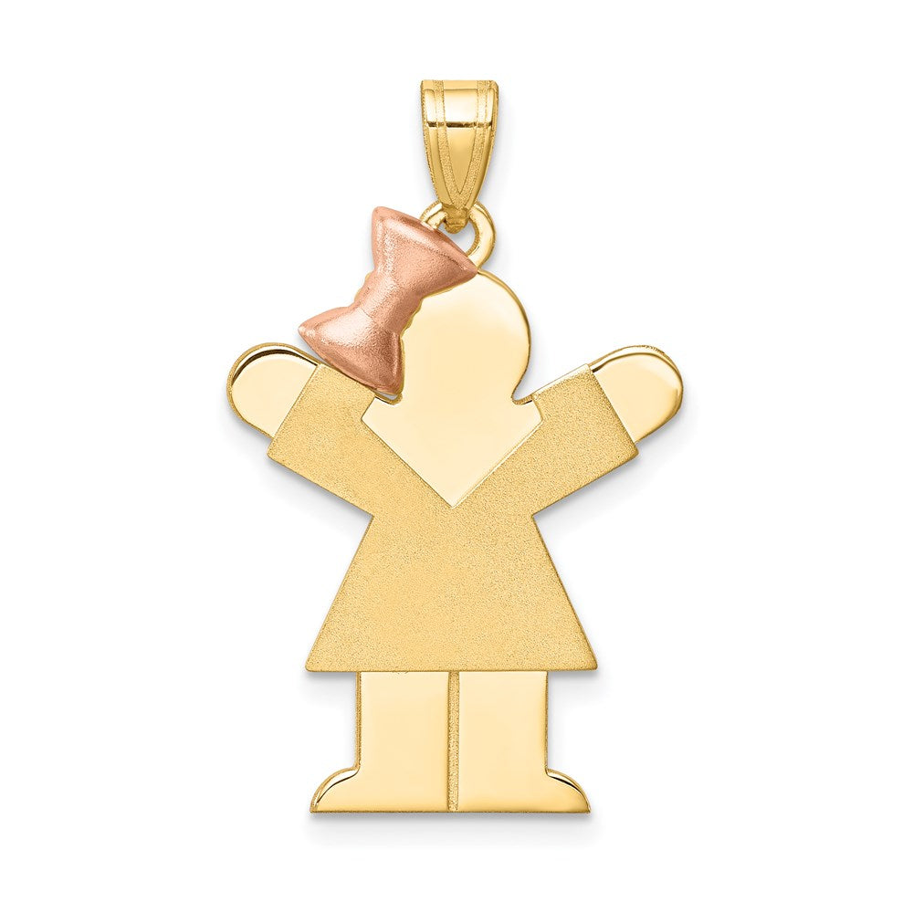 14k Two-tone The Kids Medium Girl with Bow on Left Engravable Love Charm