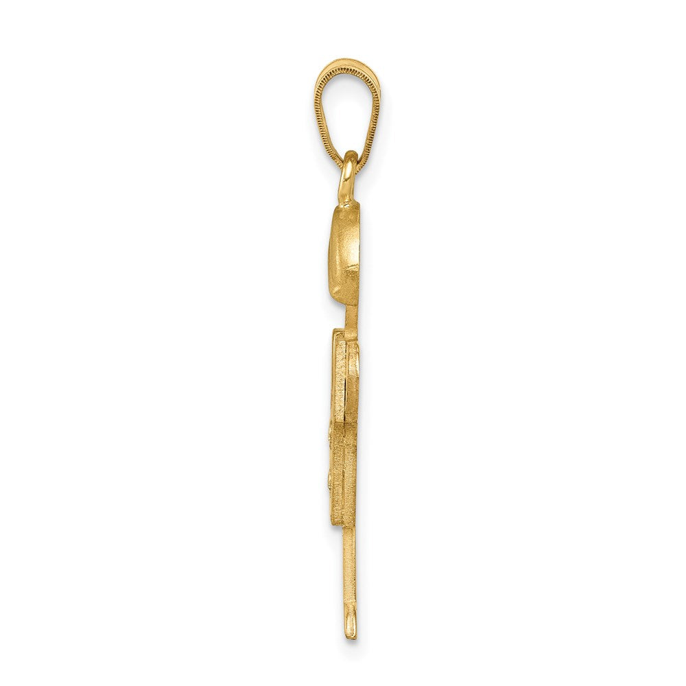 14k The Kids Medium Boy with Hat on Right AA Diamond Hugs Pendant