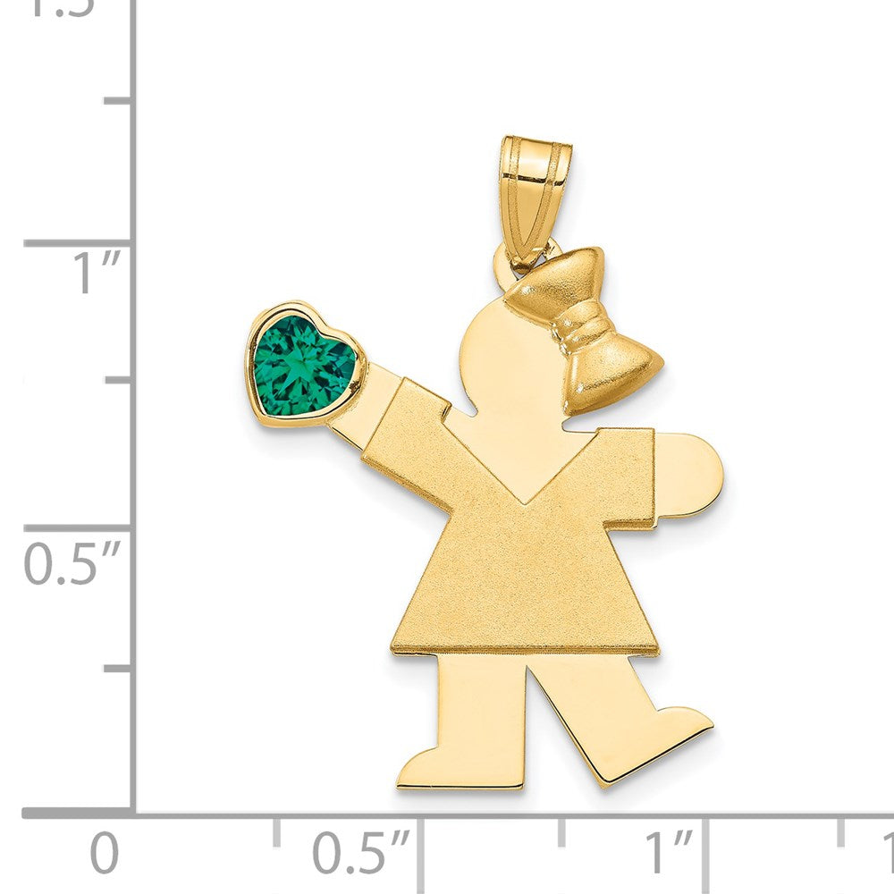 14k Girl with CZ May Birthstone Charm