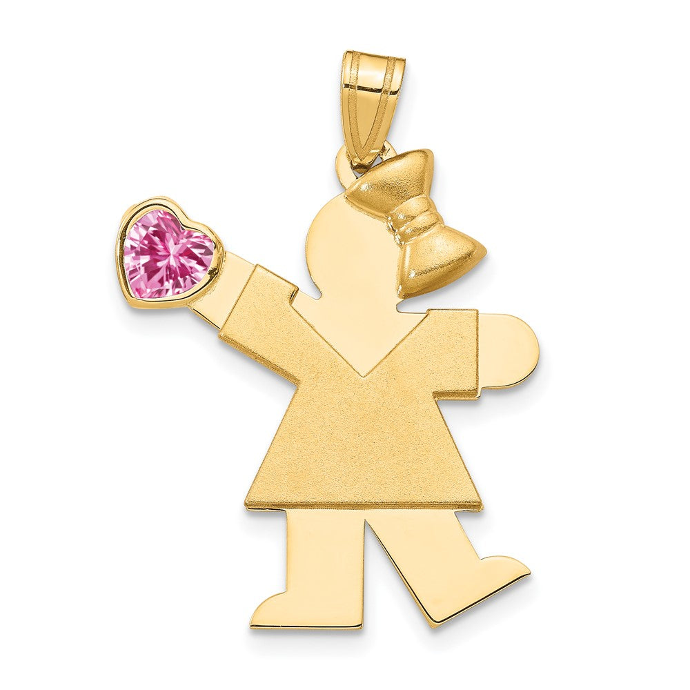 14k Girl with CZ October Birthstone Charm