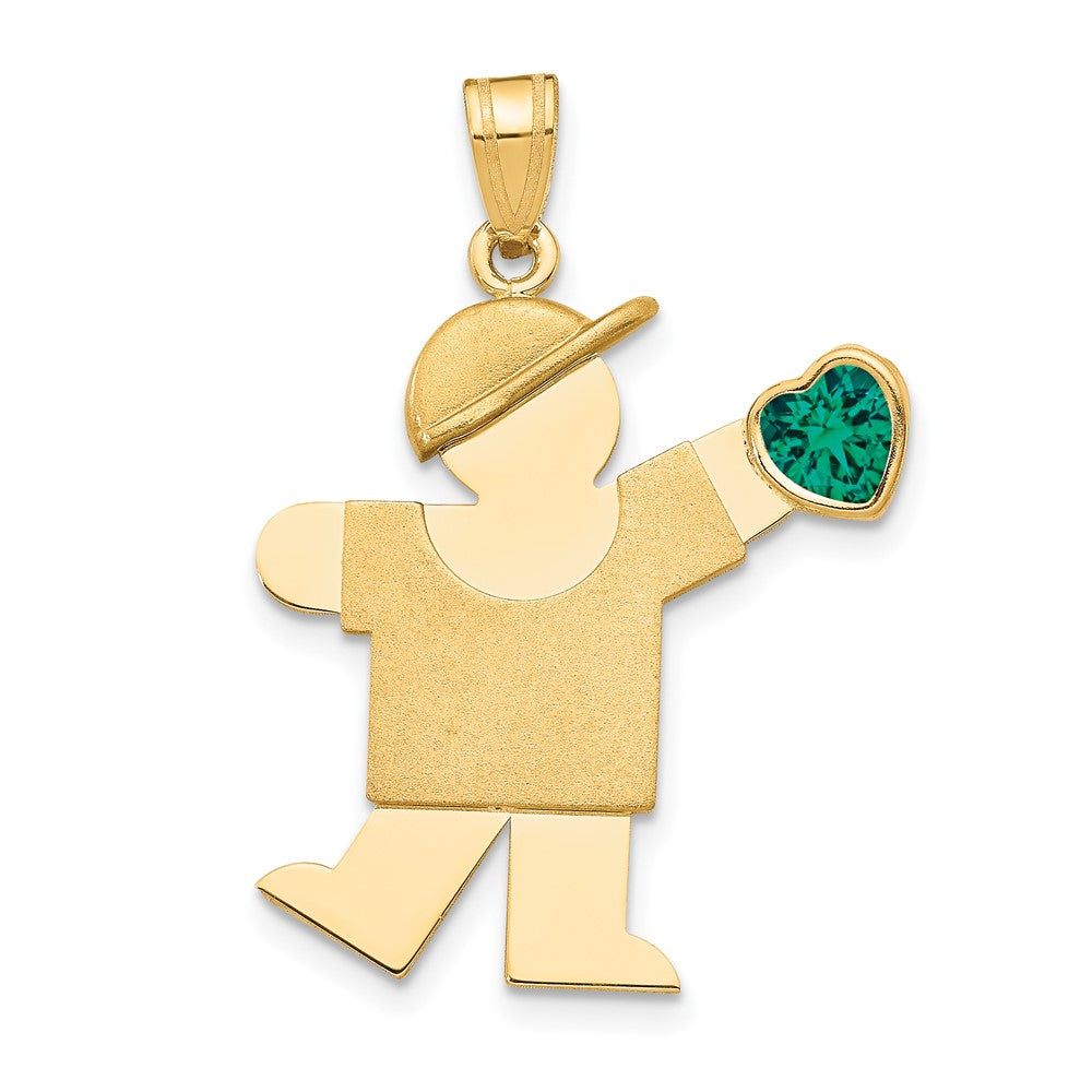 14k Boy with CZ May Birthstone Charm