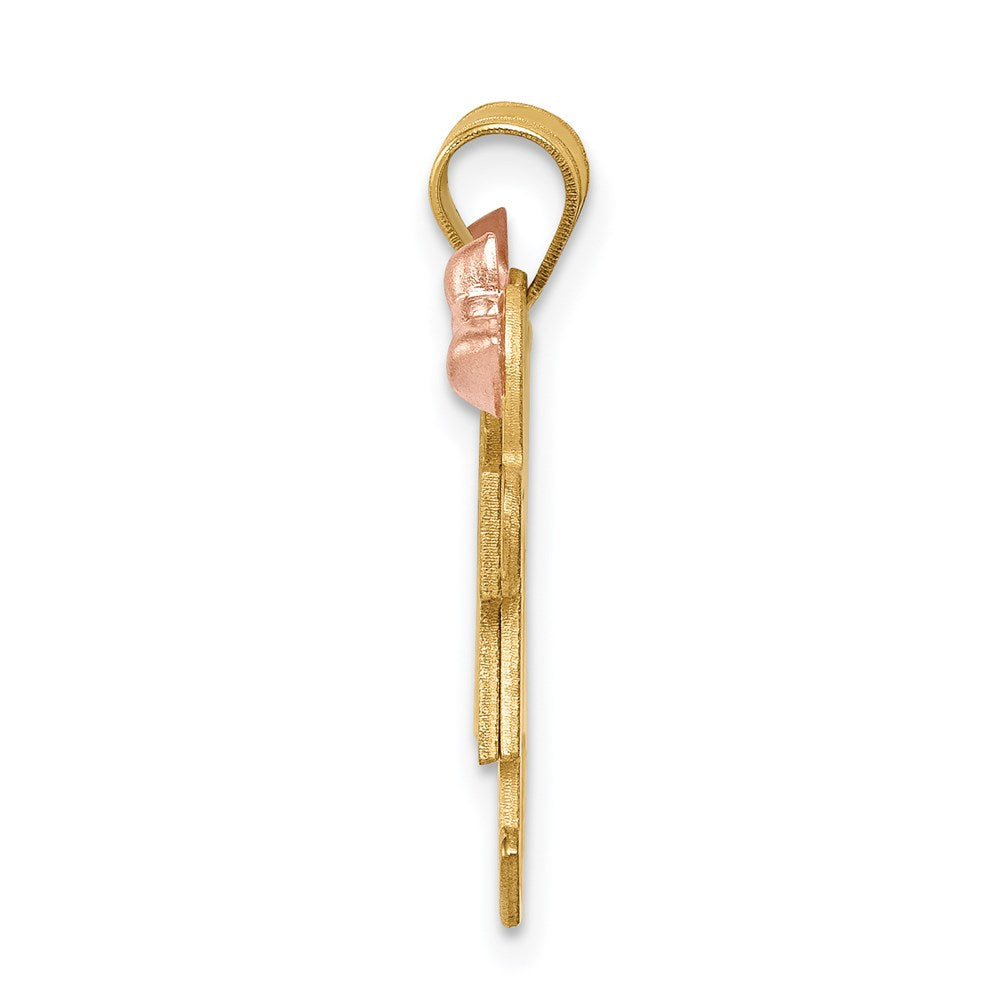 14k Two-tone The Kids Small Double Girls Engravable Kiss Charm