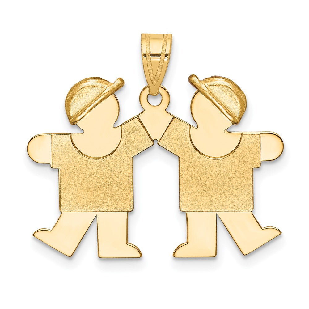 14k Solid Double Boys Engravable Charm