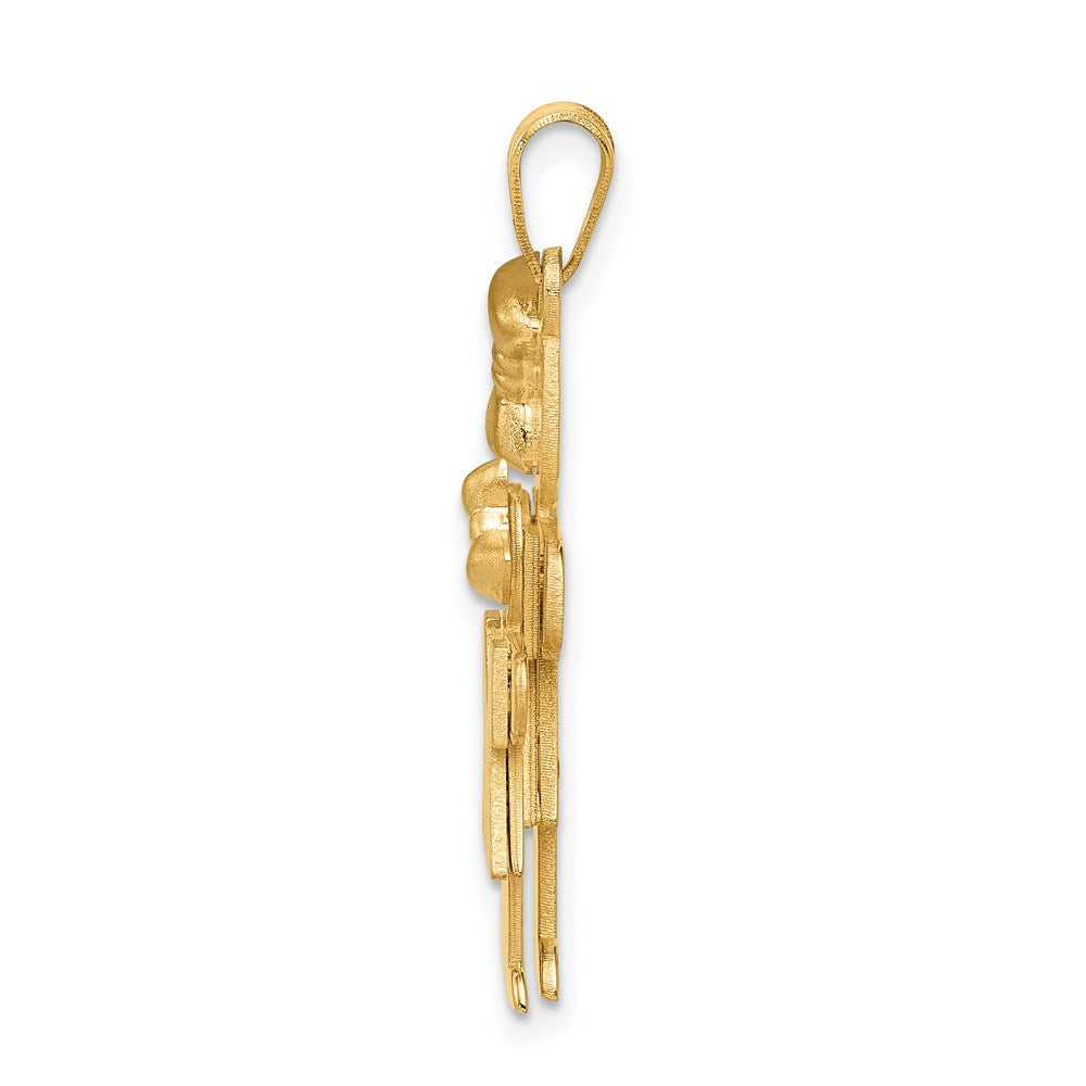 14k The Kids Big Girl and Little Girl Engravable Hugs Charm