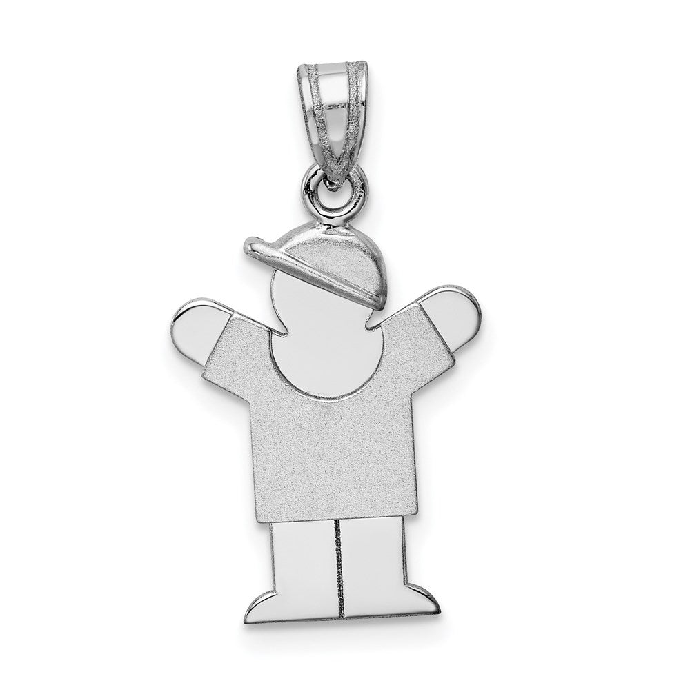 14k White Gold The Kids Small Boy with Hat on Right Engravable Love Charm