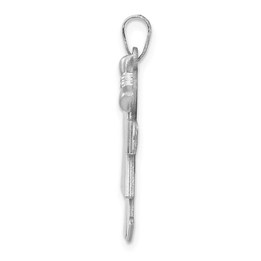 14k White Gold The Kids Medium Girl with Bow on Right Engravable Kiss Charm