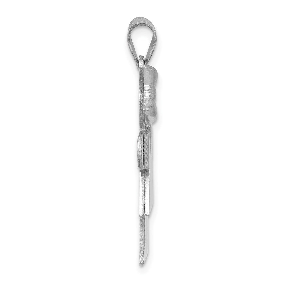 14k White Gold The Kids Medium Girl with Bow on Left Engravable Hugs Charm