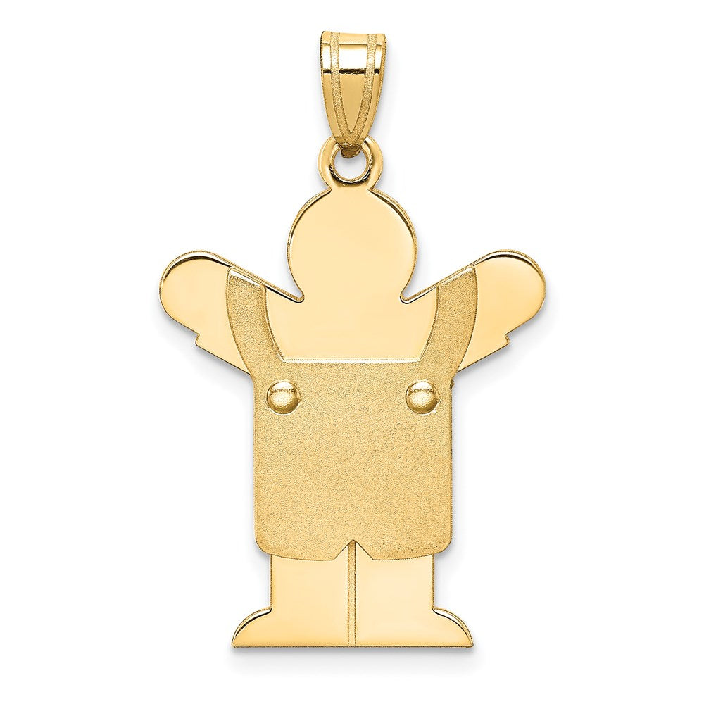 14k Solid Satin Engravable Boy w/Overalls Charm