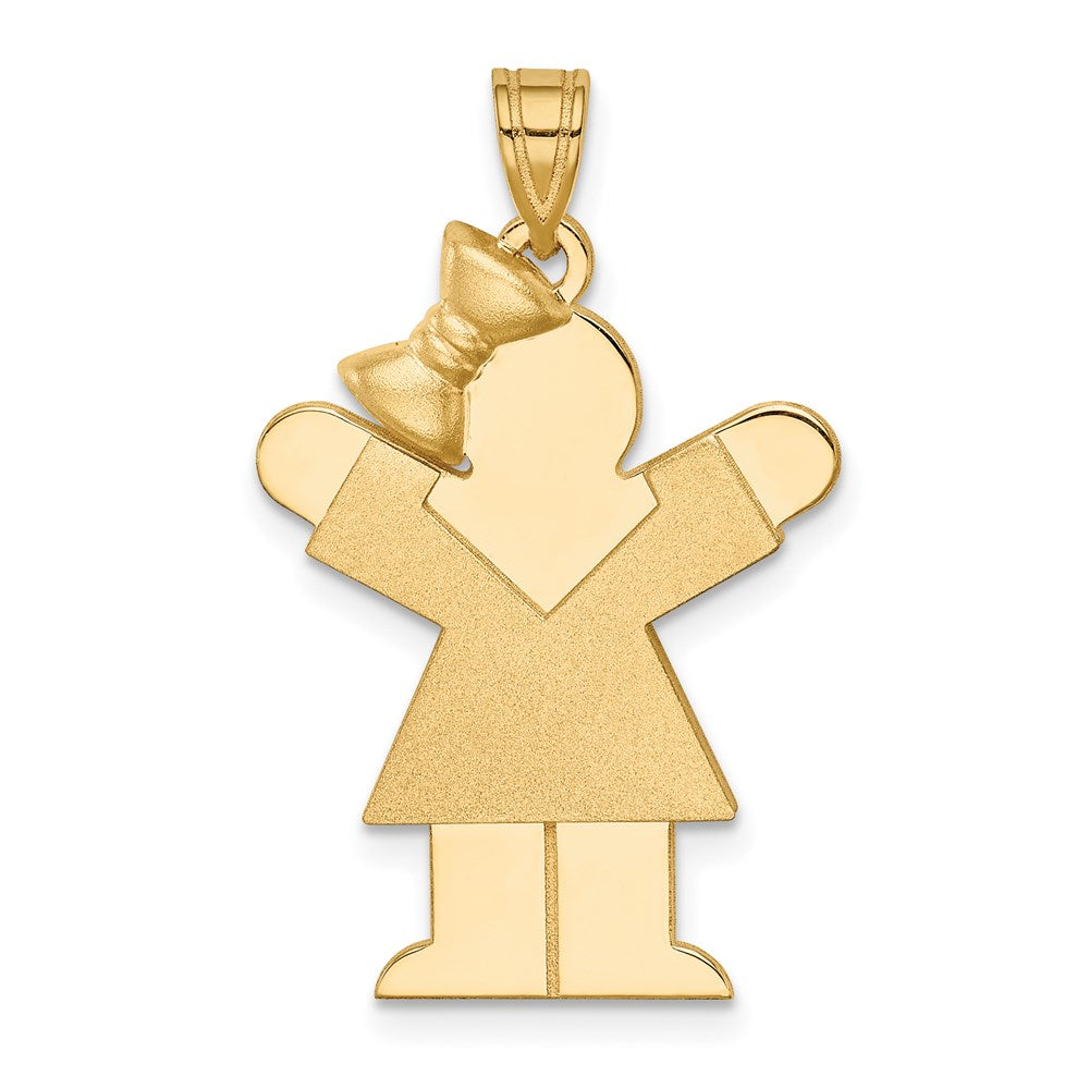 14k The Kids Solid Engravable Medium Girl with Bow on Left Love Charm