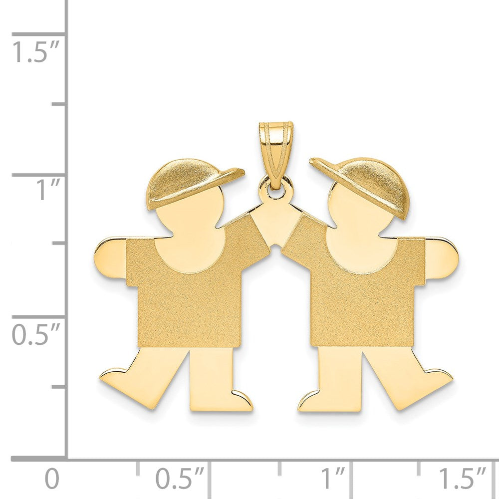 14k The Kids Solid Engravable Medium Double Boys Kiss Charm