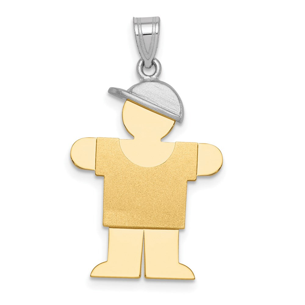 14k Two-Tone Large Boy with Hat on Right Engravable Charm