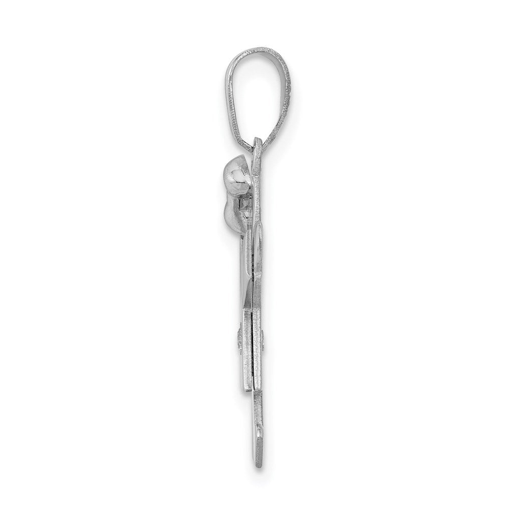 14k White Gold The Kids Small Girl with Bow on Left AA Diamond Joy Charm