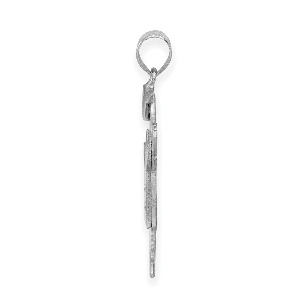 14k White Gold The Kids Medium Boy with Hat on Left AA Diamond Kiss Charm
