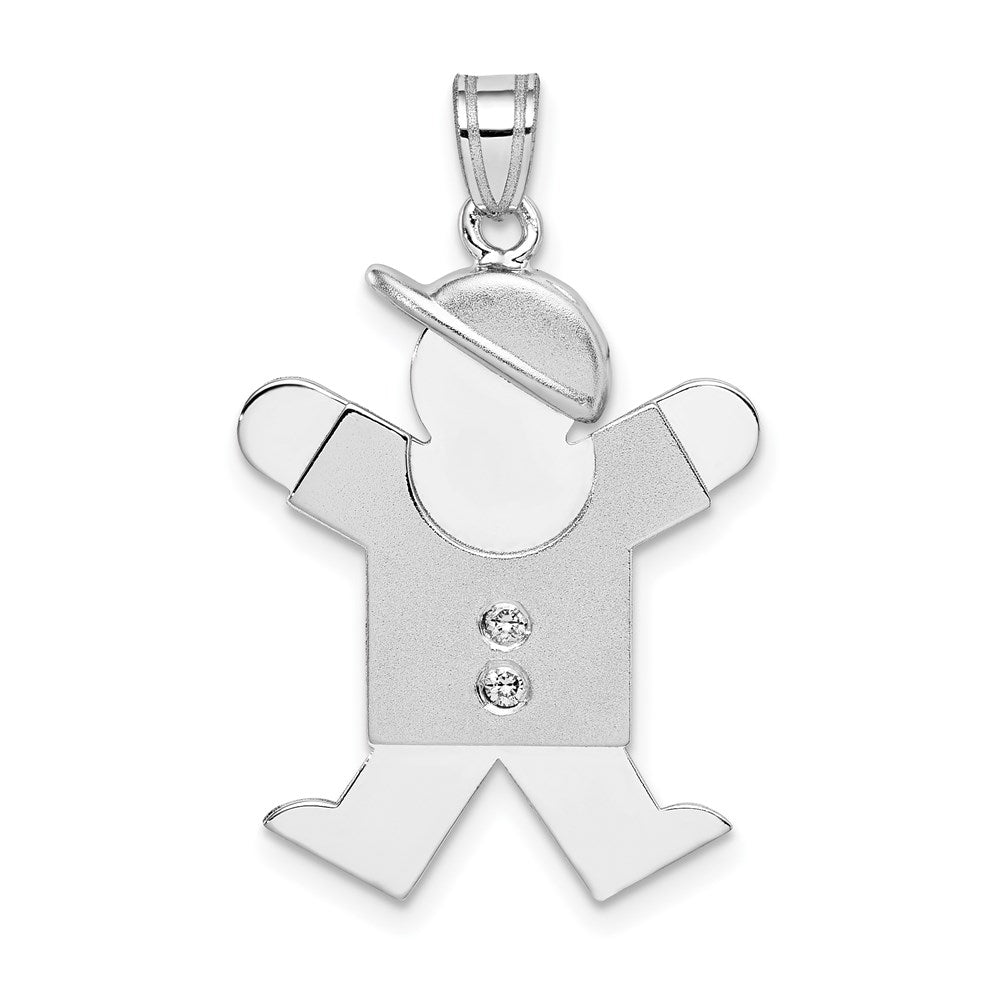14k White Gold The Kids Medium Boy with Hat on Right AA Diamond Joy Charm