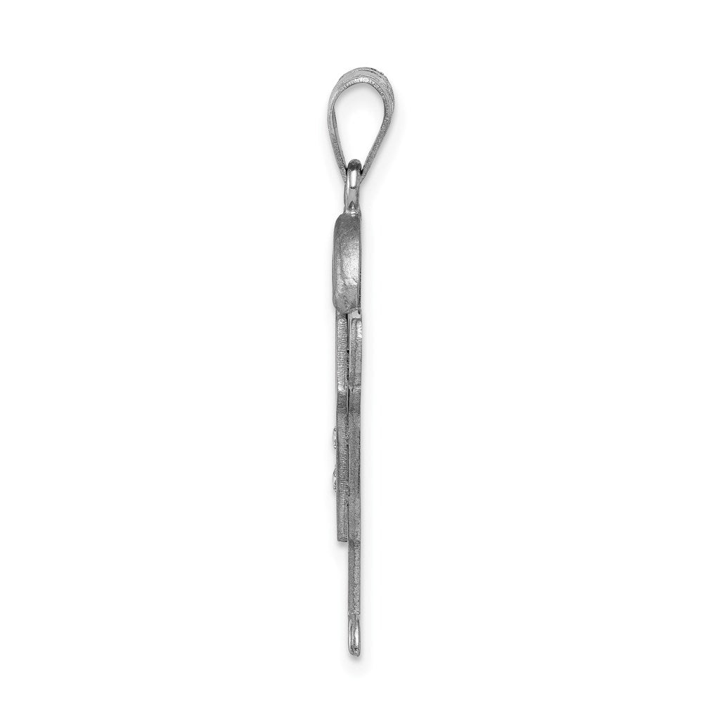 14k White Gold The Kids Medium Boy with Hat on Right AA Diamond Love Charm