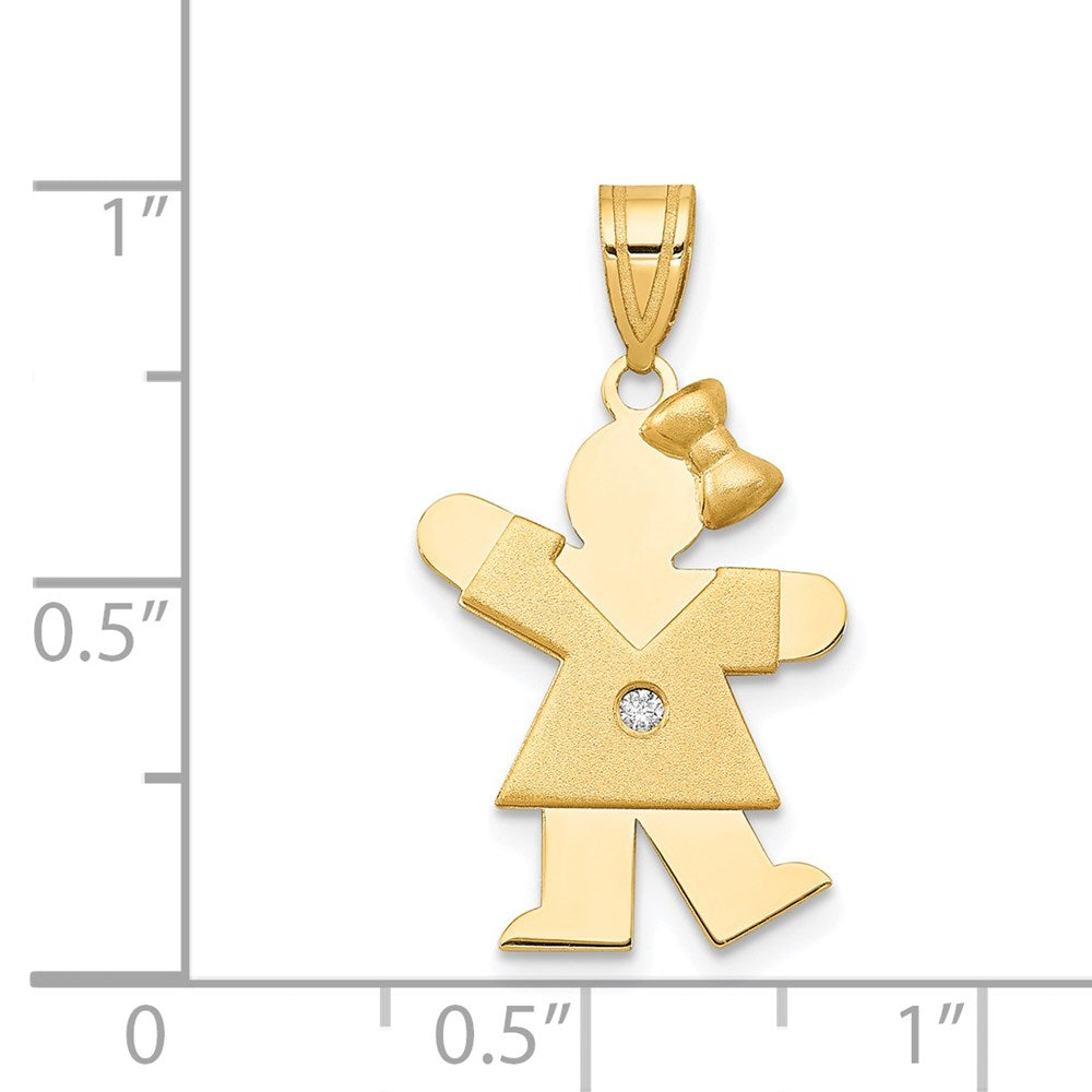 14k The Kids Small Girl with Bow on Right AA Diamond Kiss Pendant