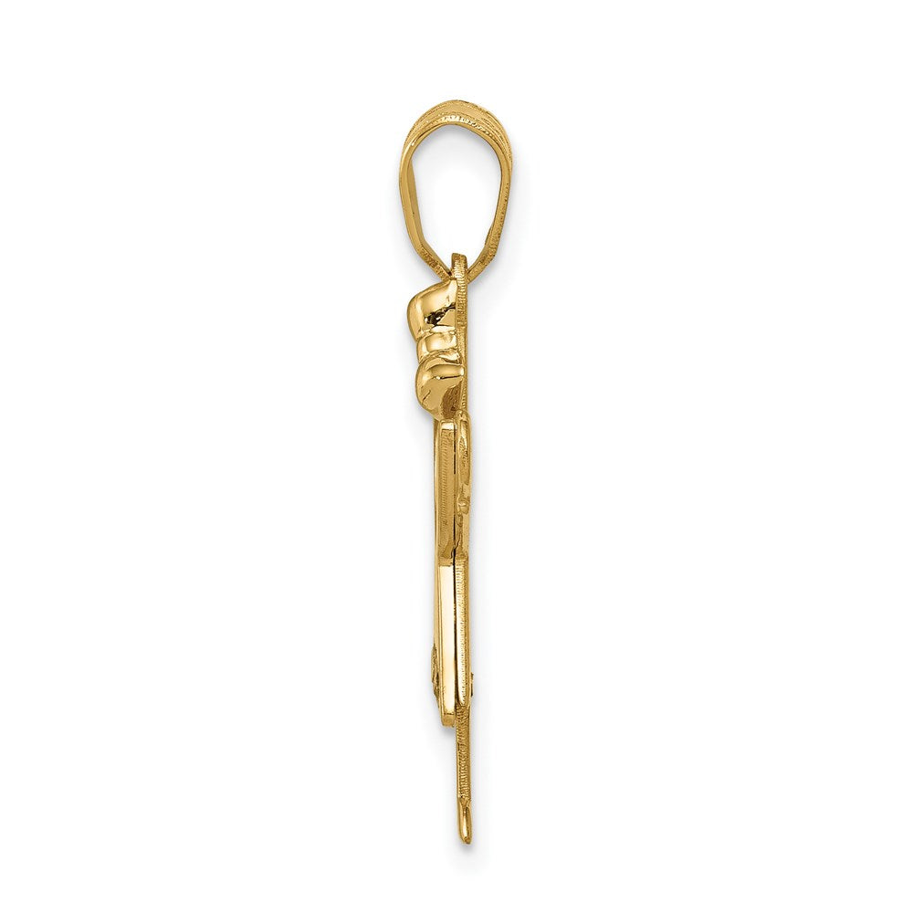 14k The Kids Small Girl with Ruffles and Bow on Right AA Diamond Love Pendant