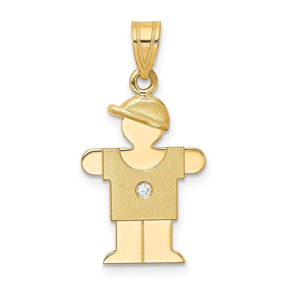 14k The Kids Small Boy with Hat on Right AA Diamond Hugs Pendant