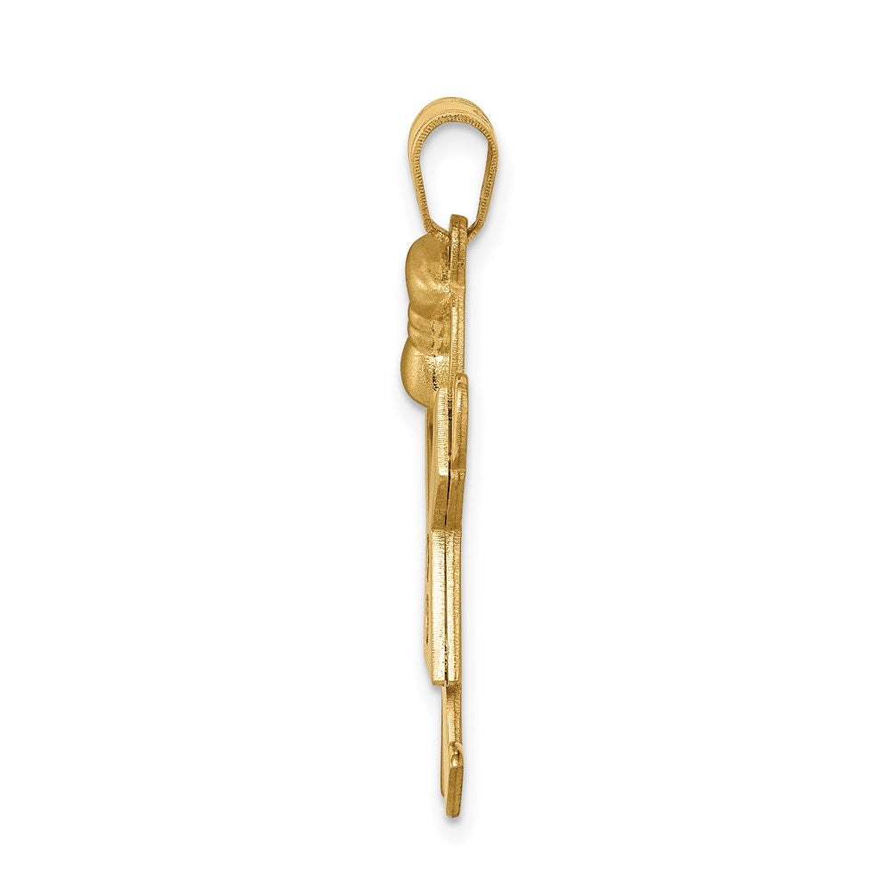 14k The Kids Medium Girl with Bow on Left AA Diamond Joy Pendant