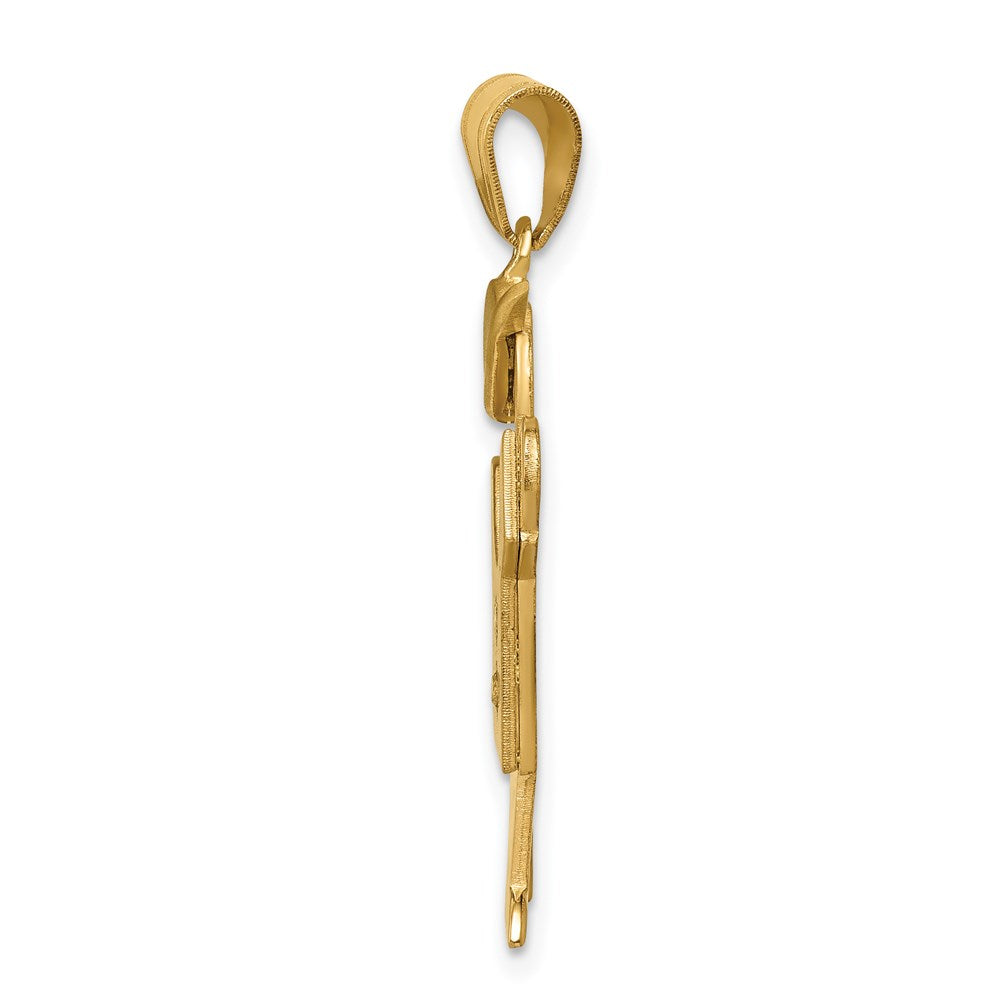 14k The Kids Medium Boy with Hat on Left AA Diamond Kiss Pendant