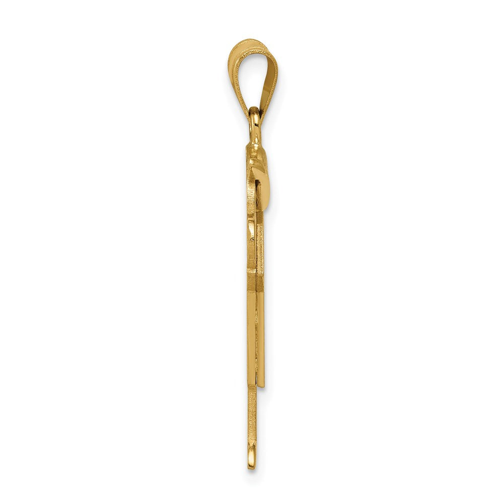 14k The Kids Medium Boy with Hat on Right AA Diamond Love Pendant