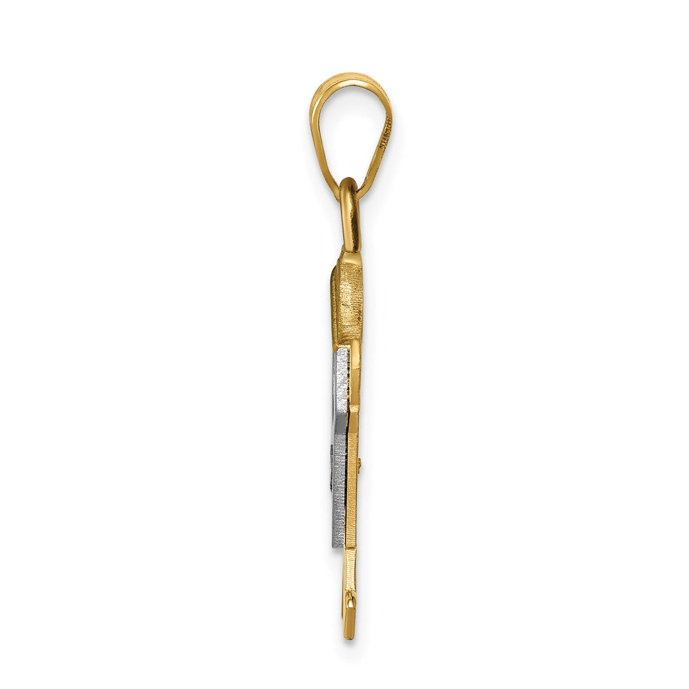 14k Two-tone The Kids Small Boy with Hat on Right AA Diamond Joy Pendant