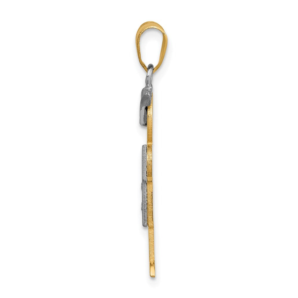 14k Two-tone The Kids Medium Boy with Hat on Right AA Diamond Hugs Pendant