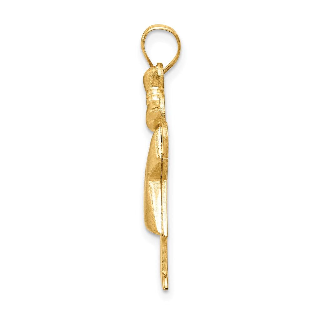 14k The Kids Puffed Girl with Bow on Right Engravable Kiss Charm